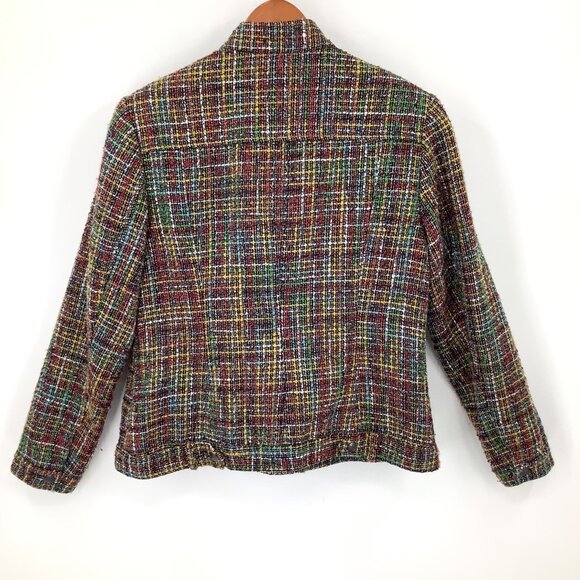 Coldwater Creek Women's Multicolor Tweed Moto Jacket Blazer Size 12 Lined - Picture 6 of 6